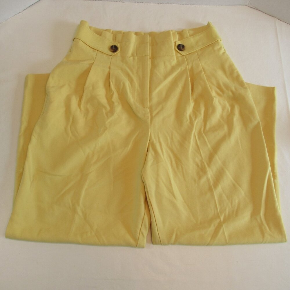 Ann Taylor Yellow High-Waist Wide-Leg Pants